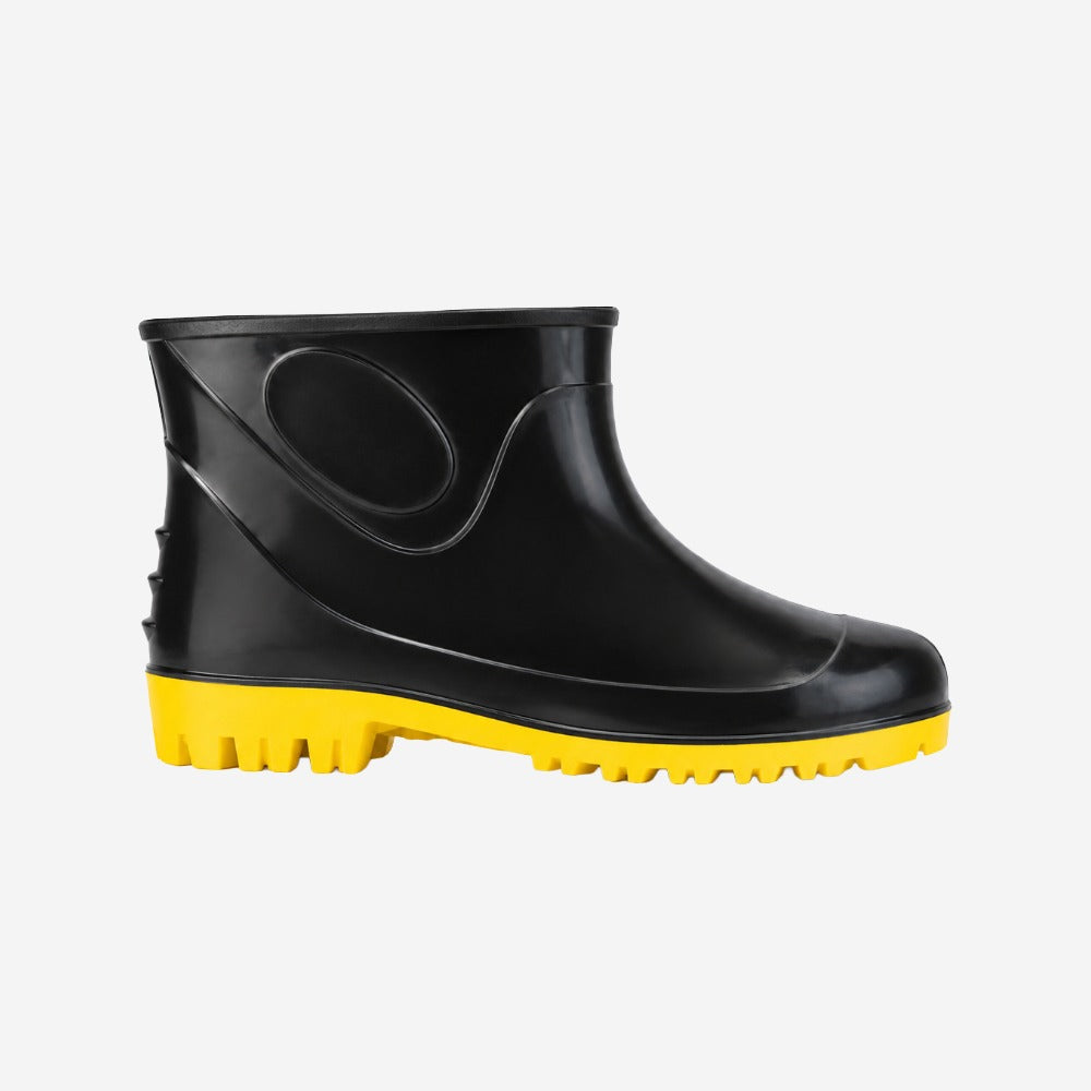 Bota de PVC Cano Extra Curto 15,5cm Preta Amarela Com Forro Solado Antiderrapante Innpro CA 40681