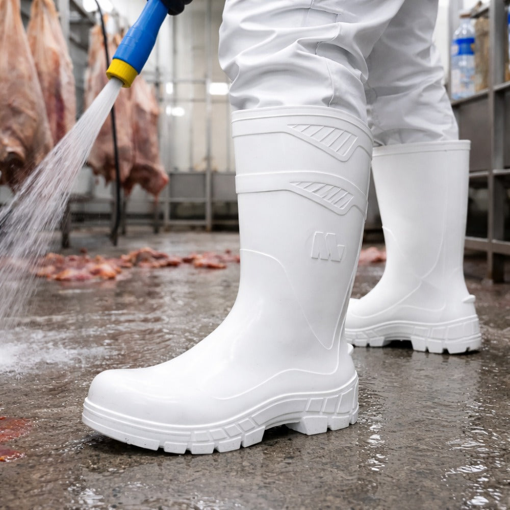 Bota de PVC Cano Longo 32cm Branca Com Forro Solado Antiderrapante Marluvas 100AWORKF CA BR C.A 40754