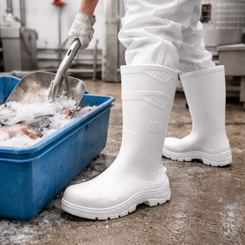 Bota de PVC Cano Longo 32cm Branca Com Forro Solado Antiderrapante Marluvas 100AWORKF CA BR C.A 40754