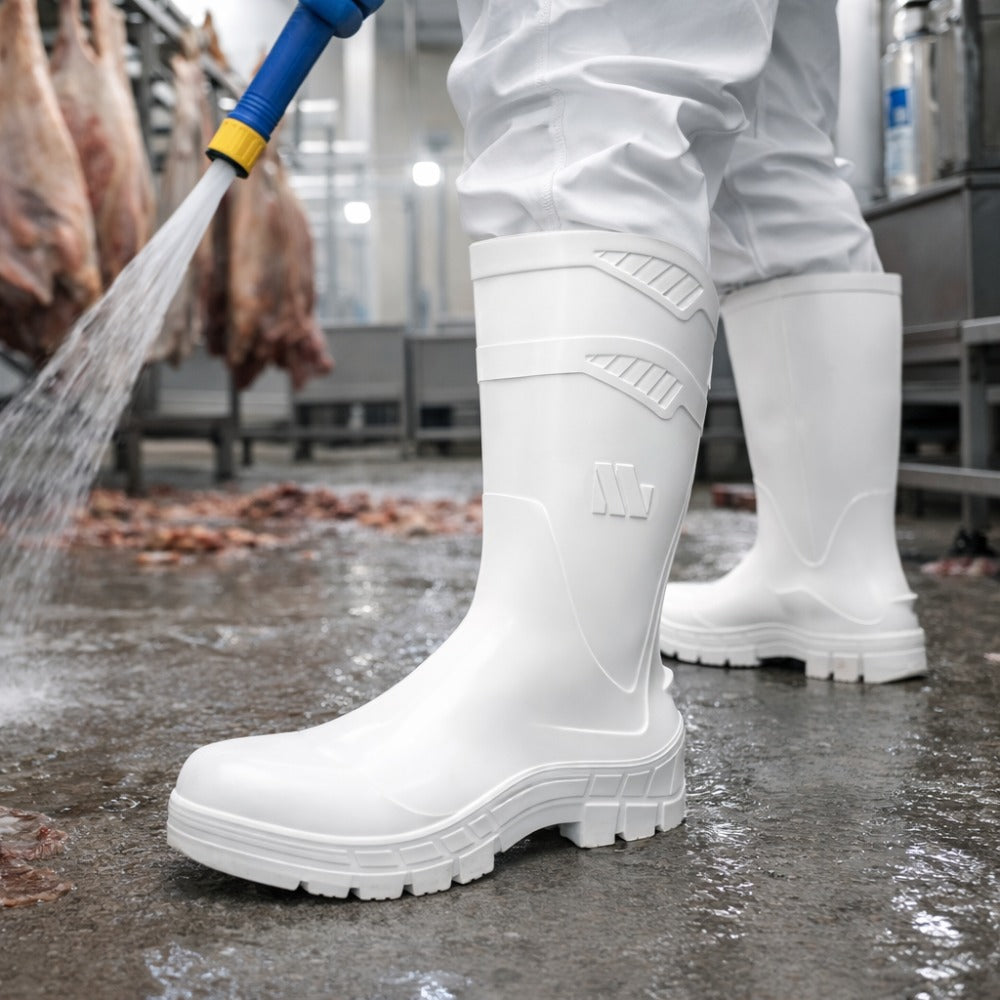Bota de PVC Cano Longo 32cm Branca Com Forro Solado Antiderrapante Marluvas 100AWORKF CA BR C.A 40754