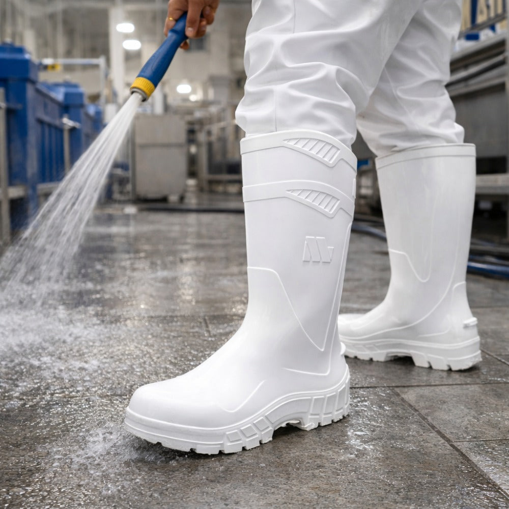 Bota de PVC Cano Longo 32cm Branca Com Forro Solado Antiderrapante Marluvas 100AWORKF CA BR C.A 40754