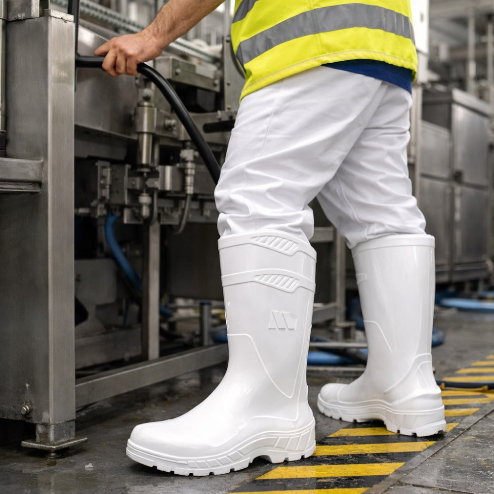 Bota de PVC Cano Longo 32cm Branca Com Forro Solado Antiderrapante Marluvas 100AWORKF CA BR C.A 40754