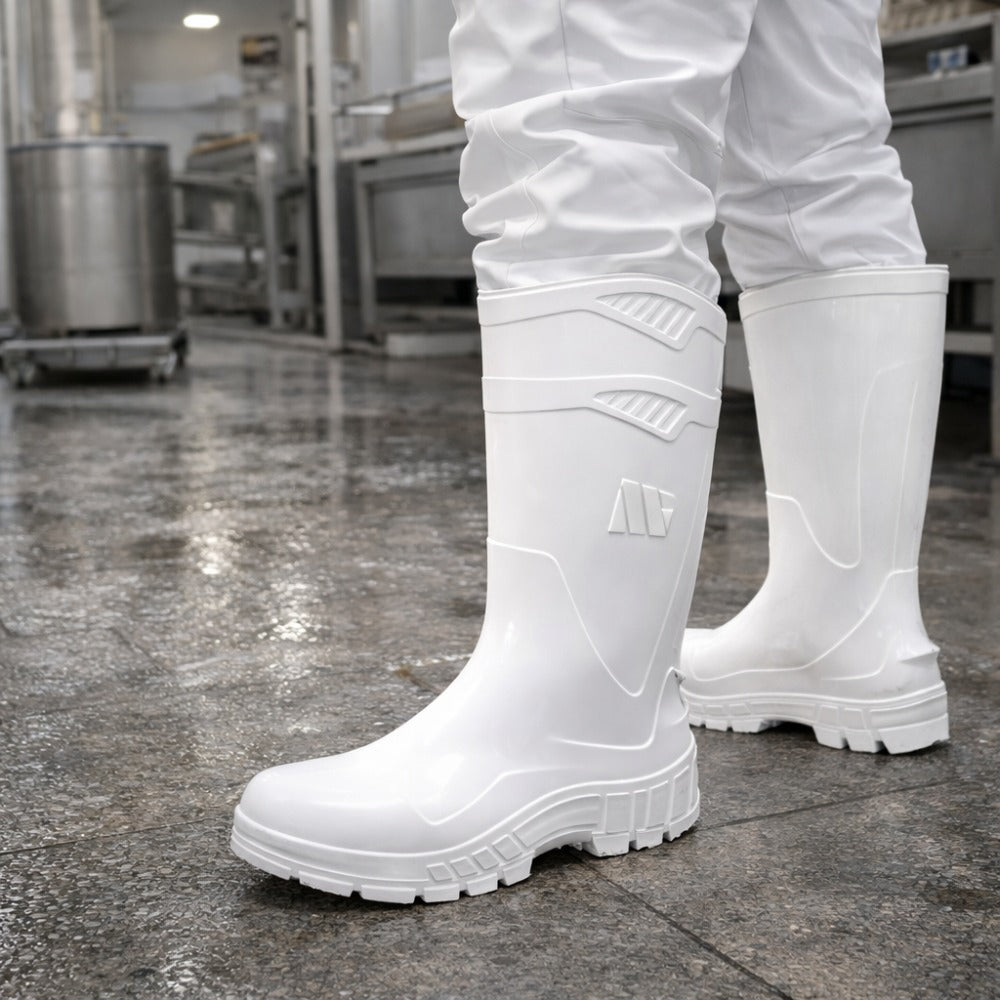 Bota de PVC Cano Longo 32cm Branca Com Forro Solado Antiderrapante Marluvas 100AWORKF CA BR C.A 40754