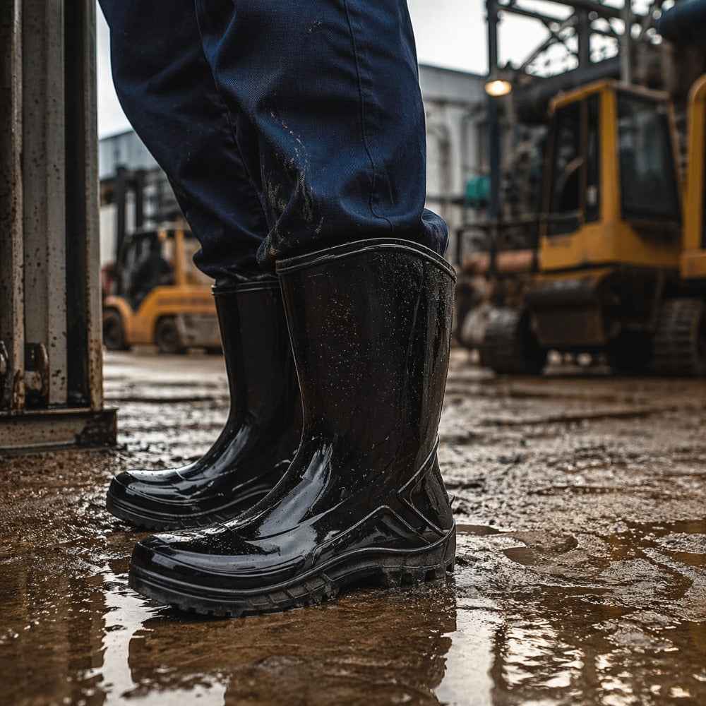 Bota de PVC Cano Médio 25cm Preta Solado Antiderrapante Marluvas 110VFLEX PR C.A 42291