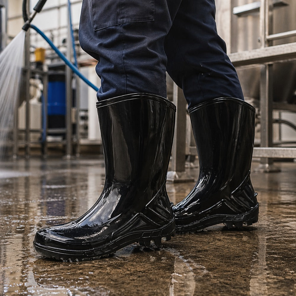 Bota de PVC Cano Médio 25cm Preta Solado Antiderrapante Marluvas 110VFLEX PR C.A 42291