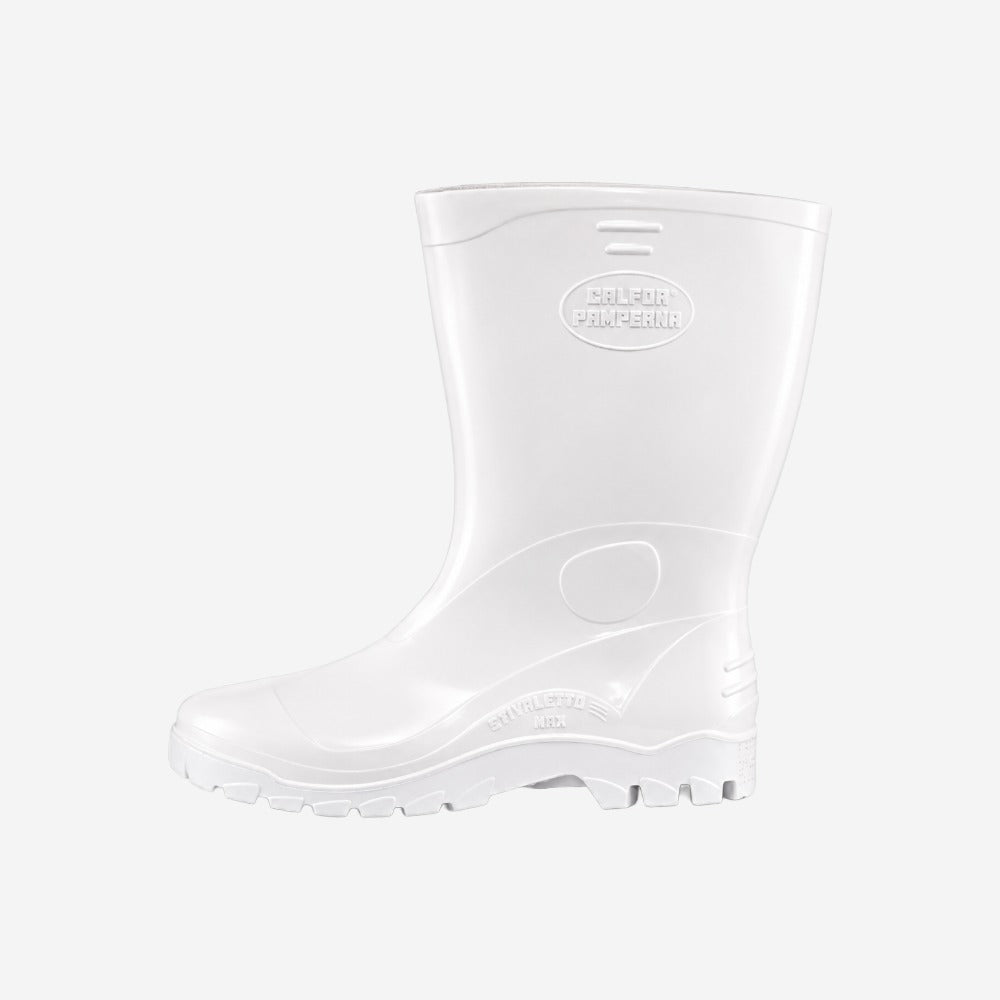 Bota de PVC Cano Médio 26,5cm Branca Com Forro Solado Antiderrapante Calfor Stivaletto Max STMB515 C.A 30536