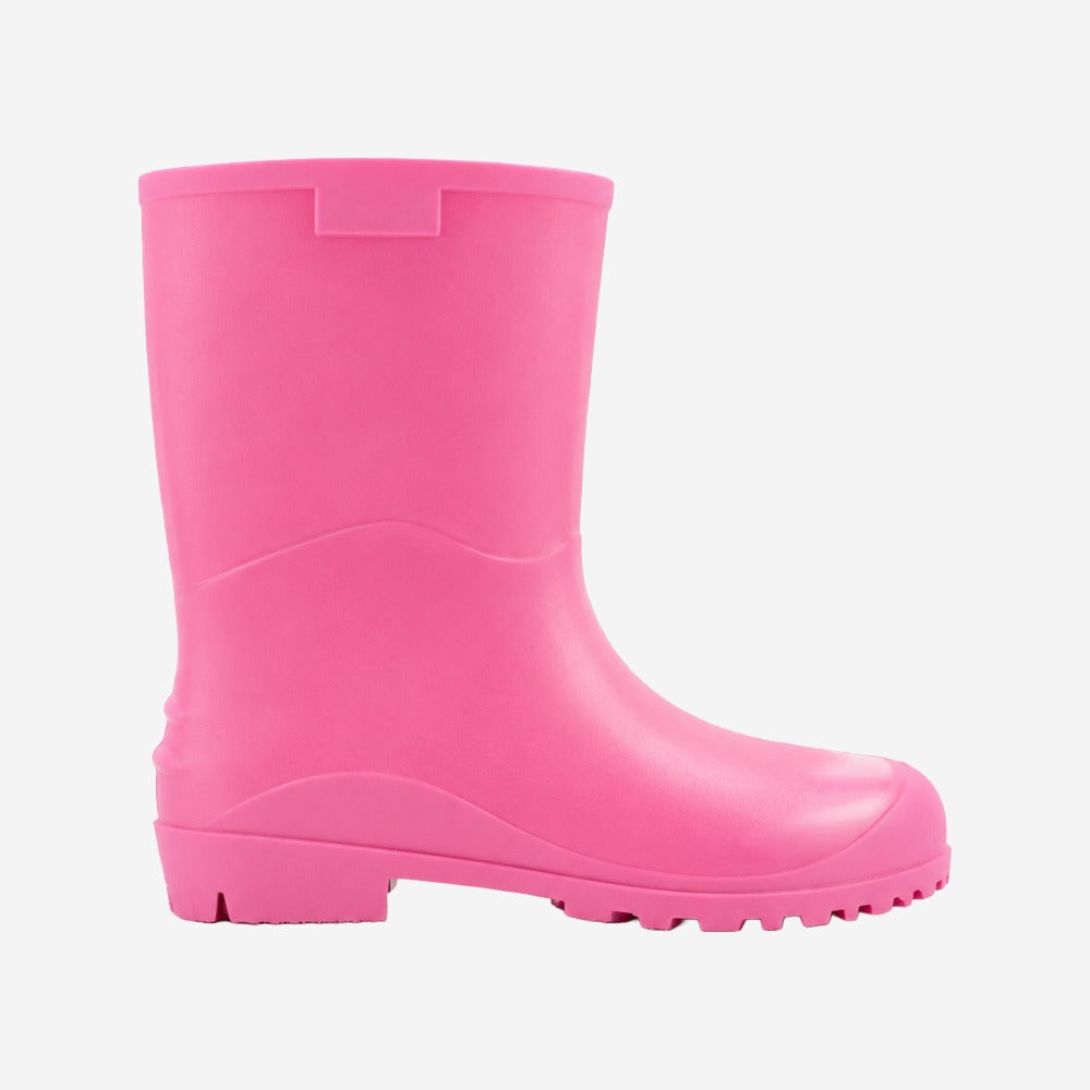 Bota de PVC Infantil Rosa Sem Forro Solado Antiderrapante Innpro Kids Pink