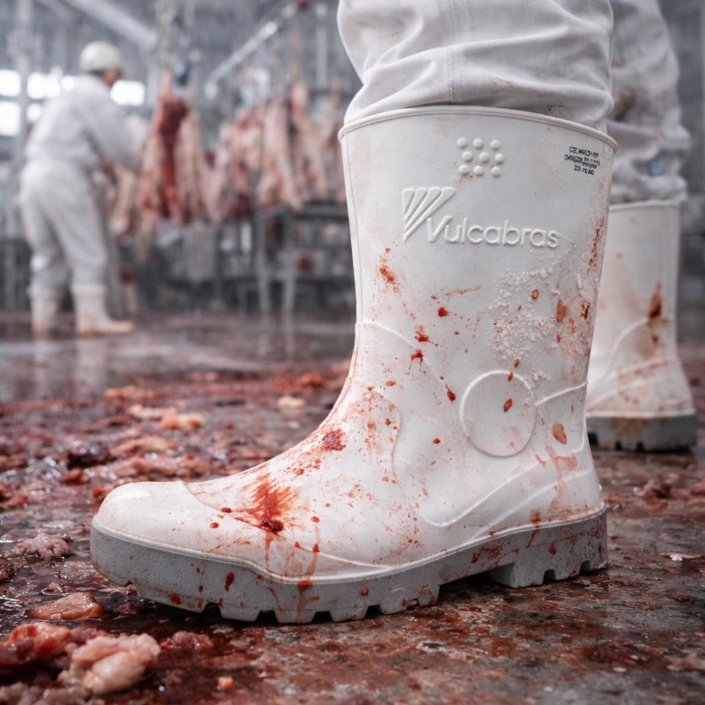 Bota de PVC Overtech Cano Curto 23cm Branca Solado PU Antiderrapante Vulcabras BEPCC02 C.A 16065