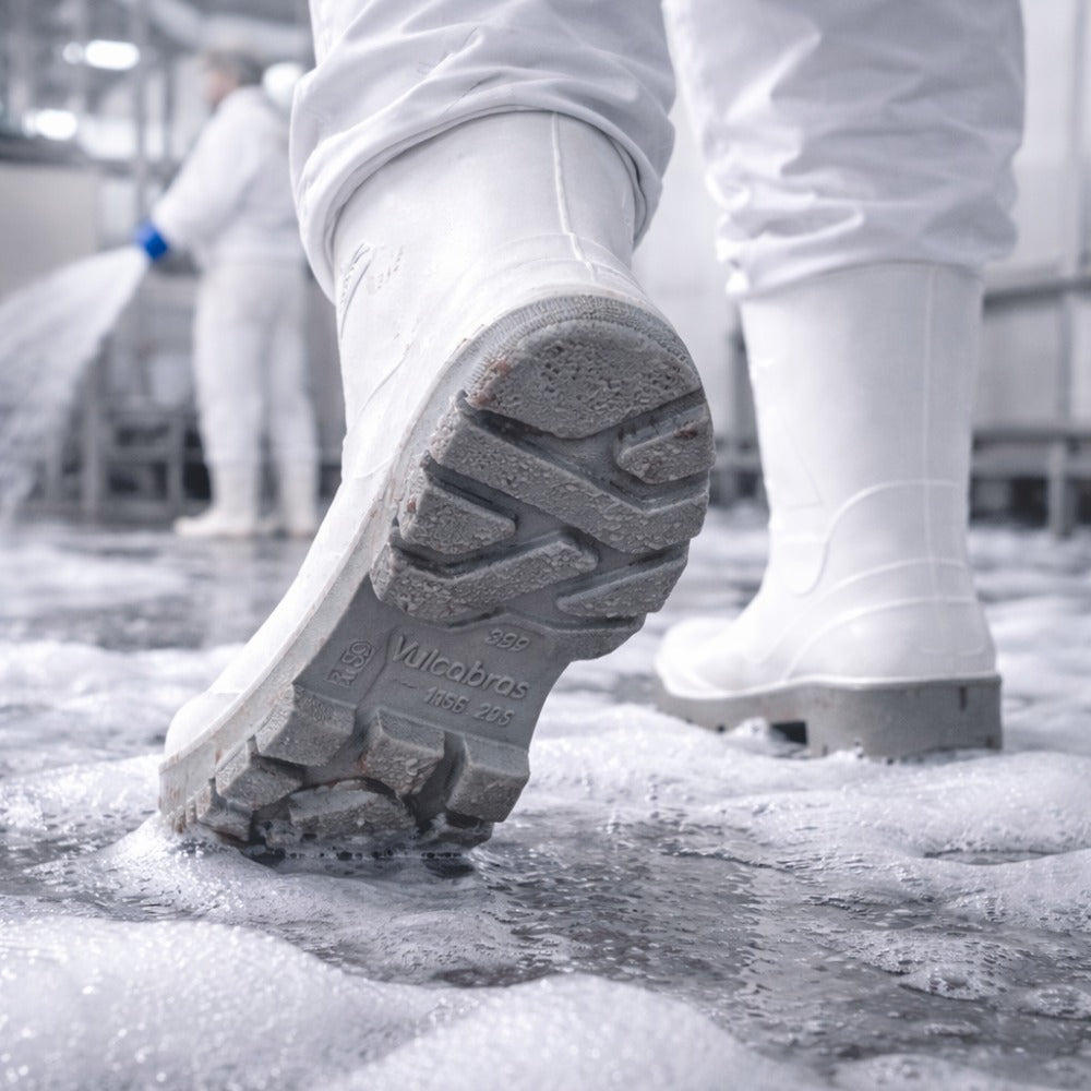 Bota de PVC Overtech Cano Curto 23cm Branca Solado PU Antiderrapante Vulcabras BEPCC02 C.A 16065