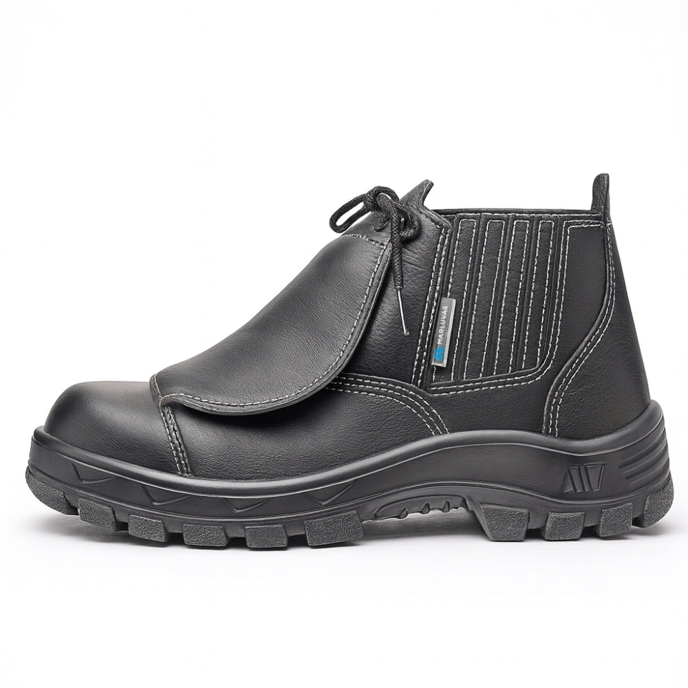 Botina de Segurança Eletricista Elástico Bico Composite Metatarso Palmilha Antiperfuro Microfibra Preta Marluvas 70B19 MEX CPAP CA 34972