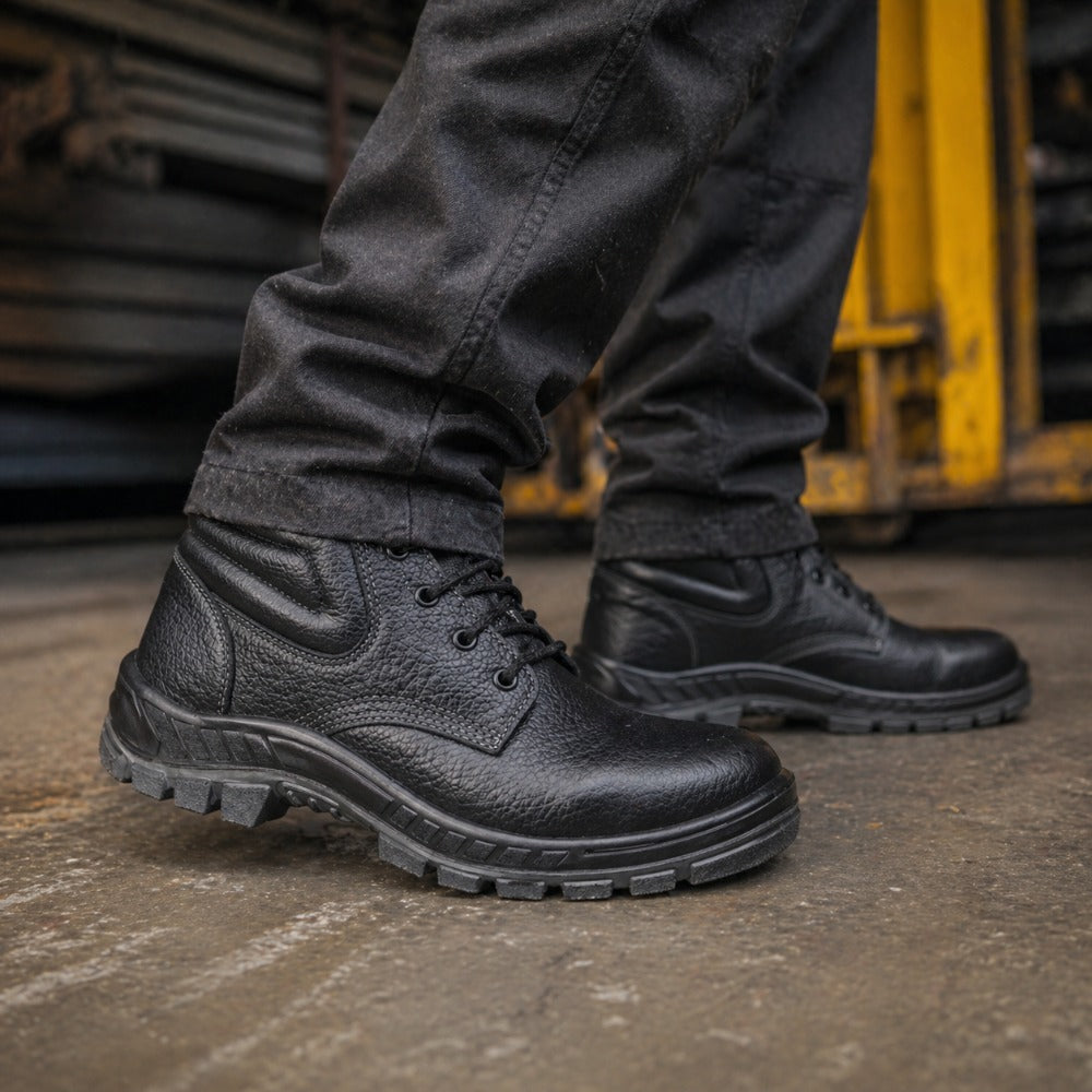 Botina de Segurança Cadarço Bico Aço Couro Preto Marluvas 50B22 A C.A 42734