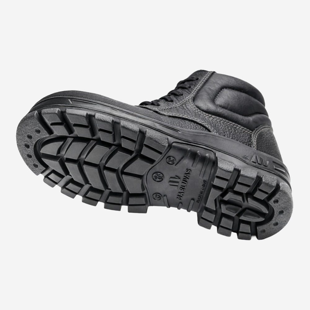 Botina de Segurança Cadarço Bico Composite Couro Hidrofugado Altas Temperaturas 300ºC Preto Marluvas 60B22 C C.A 40951