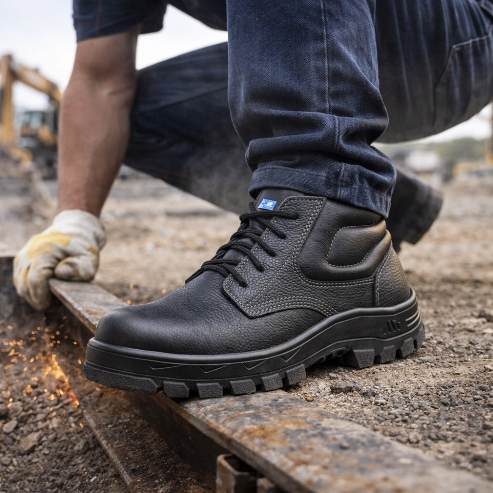 Botina de Segurança Cadarço Bico Composite Couro Hidrofugado Altas Temperaturas 300ºC Preto Marluvas 60B22 C C.A 40951