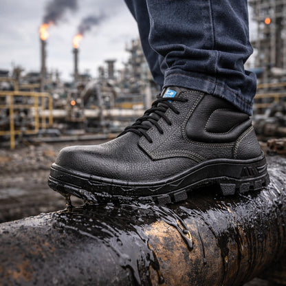 Botina de Segurança Cadarço Bico Composite Couro Hidrofugado Altas Temperaturas 300ºC Preto Marluvas 60B22 C C.A 40951