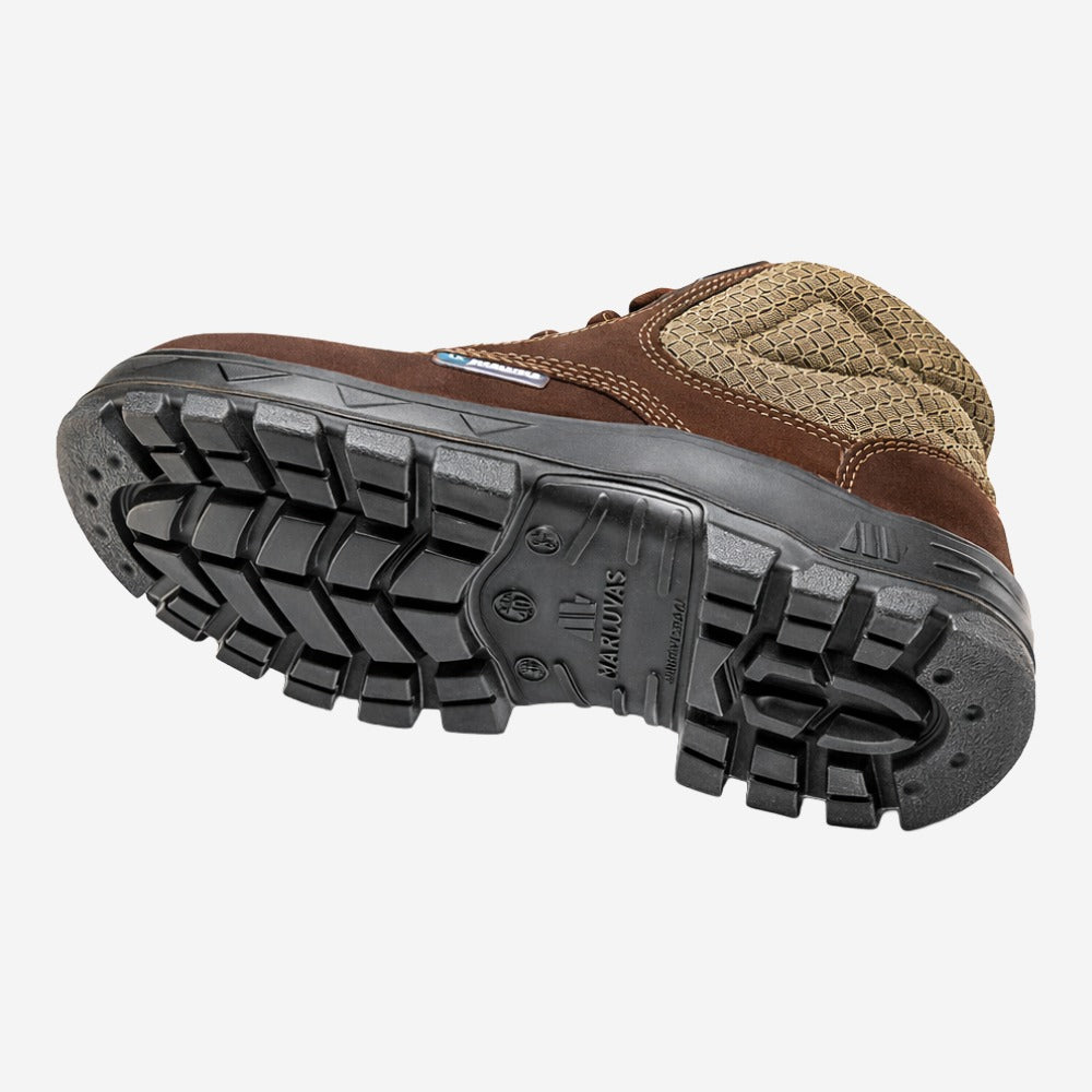 Botina de Segurança Cadarço Bico Composite Palmilha Antiperfuro Couro Nobuck Marrom Café Marluvas 50B26 CB CPAP NUB C.A 47482