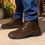 Botina de Segurança Cadarço Bico PVC Couro Nobuck Marrom Café Cartom Top Plus TP092 C.A 41335