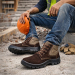 Botina de Segurança Cadarço Bico PVC Couro Nobuck Marrom Café Marluvas 50B26 CB BP NUB C.A 45611