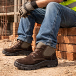 Botina de Segurança Cadarço Bico PVC Couro Nobuck Marrom Café Marluvas 50B26 CB BP NUB C.A 45611