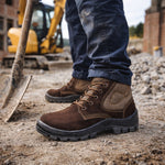 Botina de Segurança Cadarço Bico PVC Couro Nobuck Marrom Café Marluvas 50B26 CB BP NUB C.A 45611