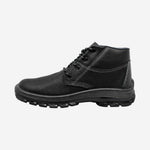 Botina de Segurança Cadarço Bico PVC Couro Preto Cartom 022PVC C.A 15080