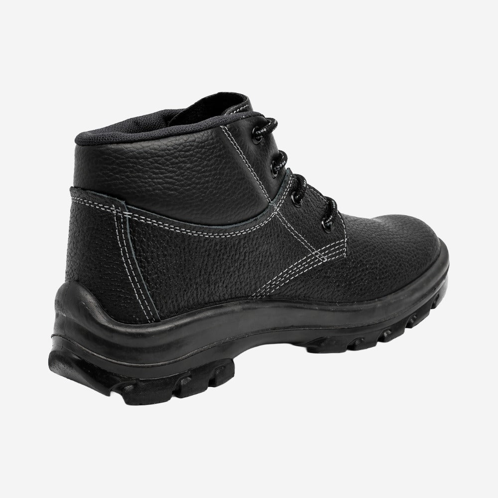 Botina de Segurança Cadarço Bico PVC Couro Preto Cartom 022PVC C.A 15080