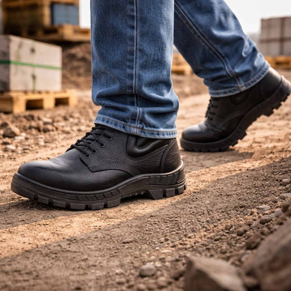 Botina de Segurança Eletricista Cadarço Bico PVC Couro Preto Hidrofugado Marluvas 50B22V E BP ILHP C.A 9148