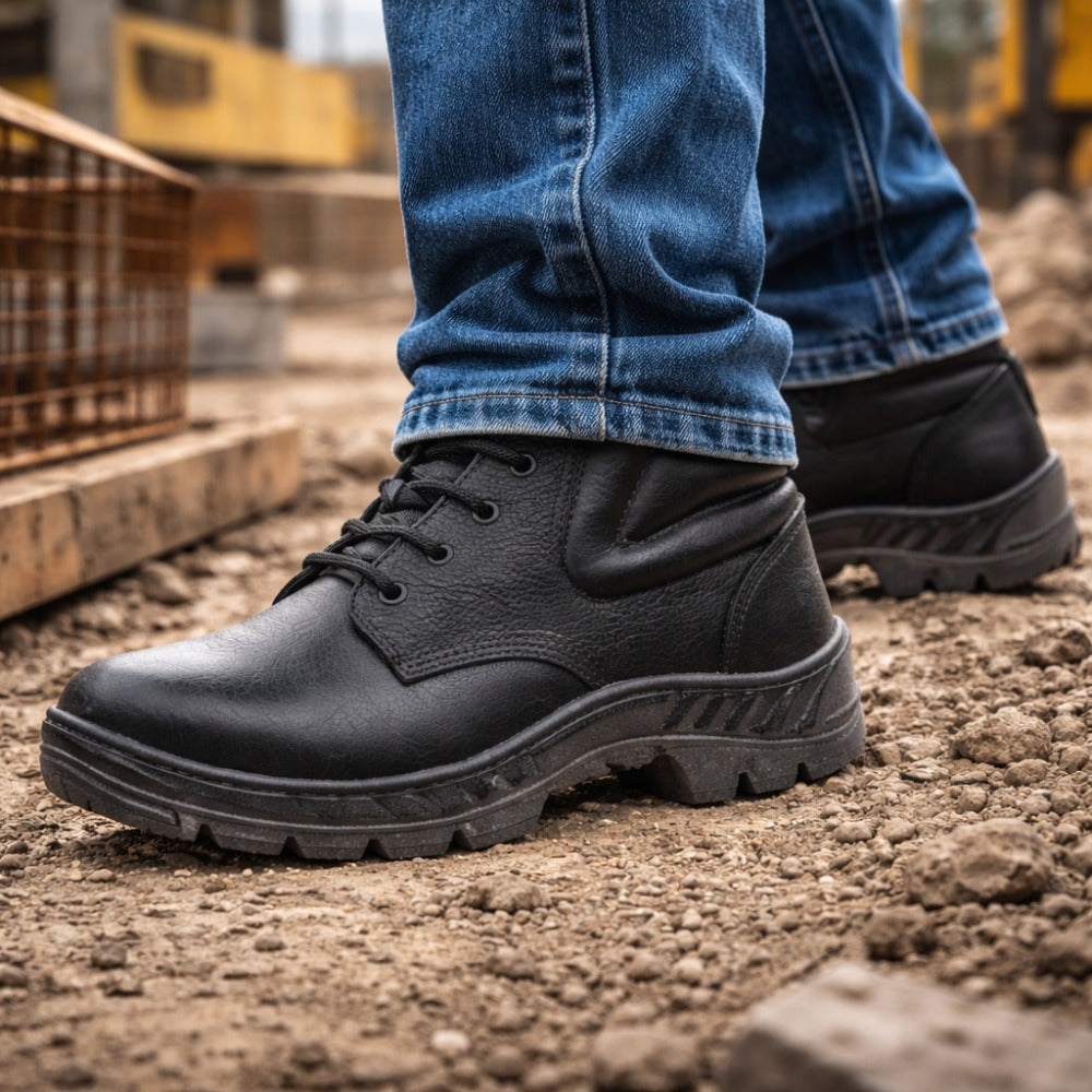 Botina de Segurança Eletricista Cadarço Bico PVC Couro Preto Hidrofugado Marluvas 50B22V E BP ILHP C.A 9148