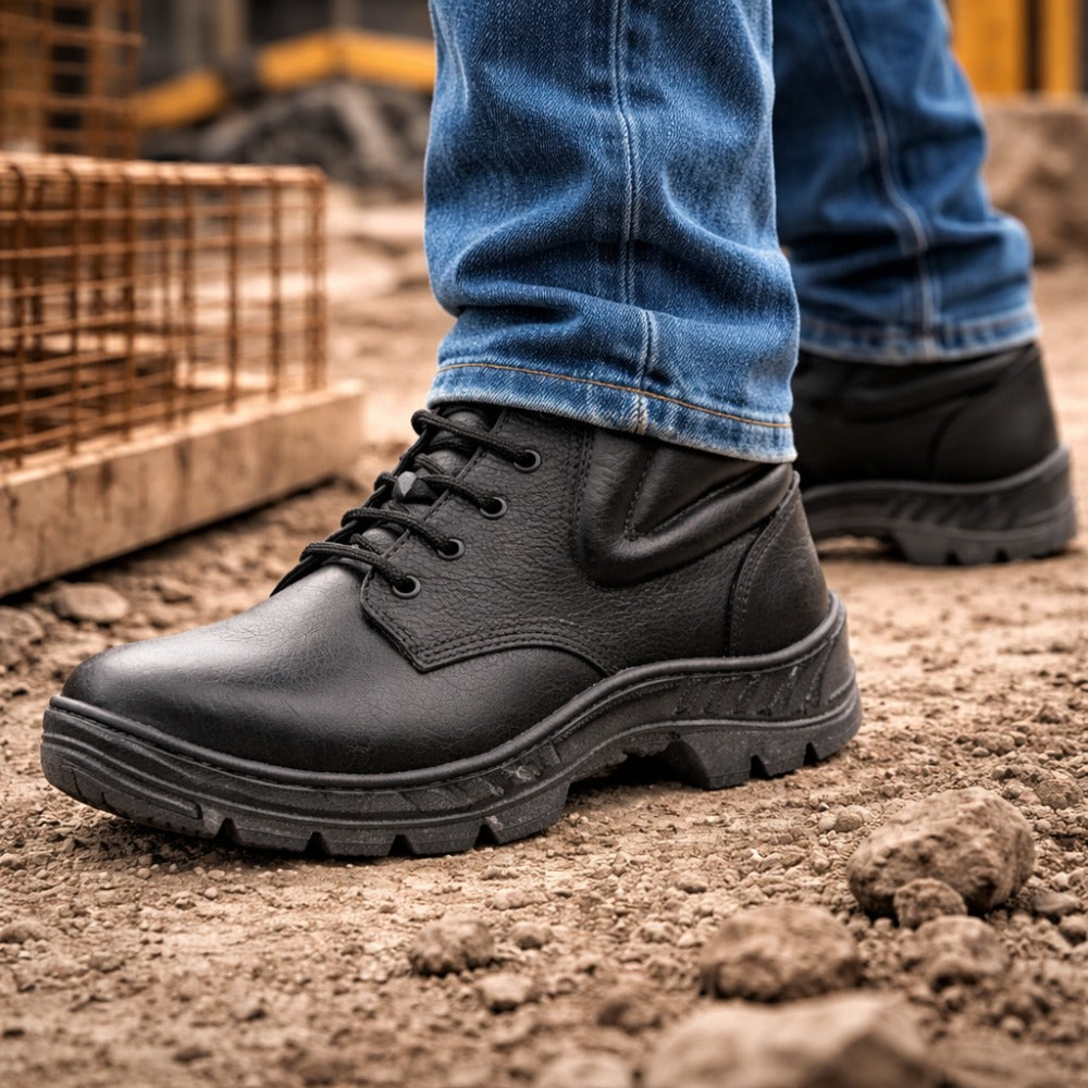 Botina de Segurança Eletricista Cadarço Bico PVC Couro Preto Hidrofugado Marluvas 50B22V E BP ILHP C.A 9148