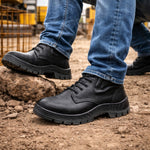 Botina de Segurança Eletricista Cadarço Bico PVC Couro Preto Hidrofugado Marluvas 50B22V E BP ILHP C.A 9148