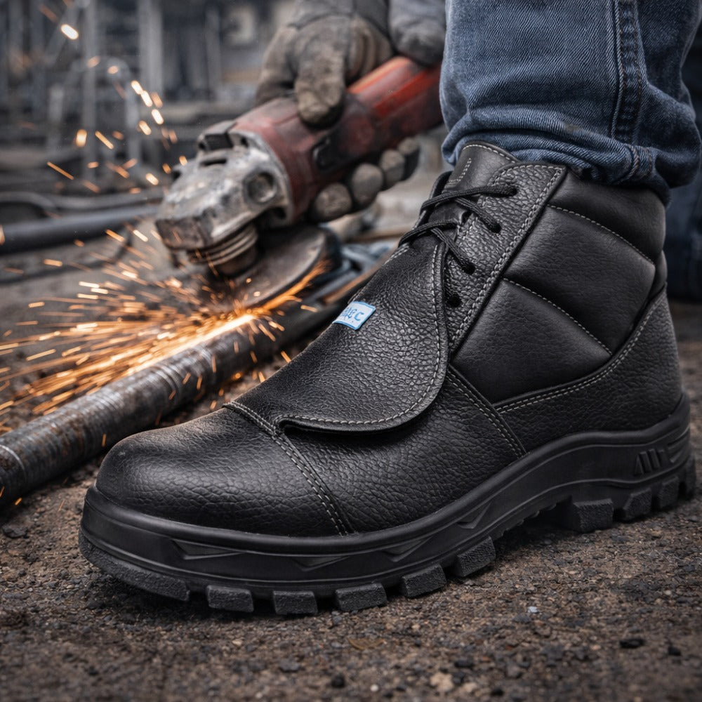 Botina de Segurança Manobreiro Cadarço Bico Composite Metatarso Palmilha Antiperfuro Couro Preto Marluvas 50B29 MEX CPAP SRV C.A 47069