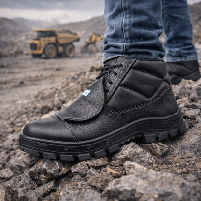 Botina de Segurança Manobreiro Cadarço Bico Composite Metatarso Palmilha Antiperfuro Couro Preto Marluvas 50B29 MEX CPAP SRV C.A 47069