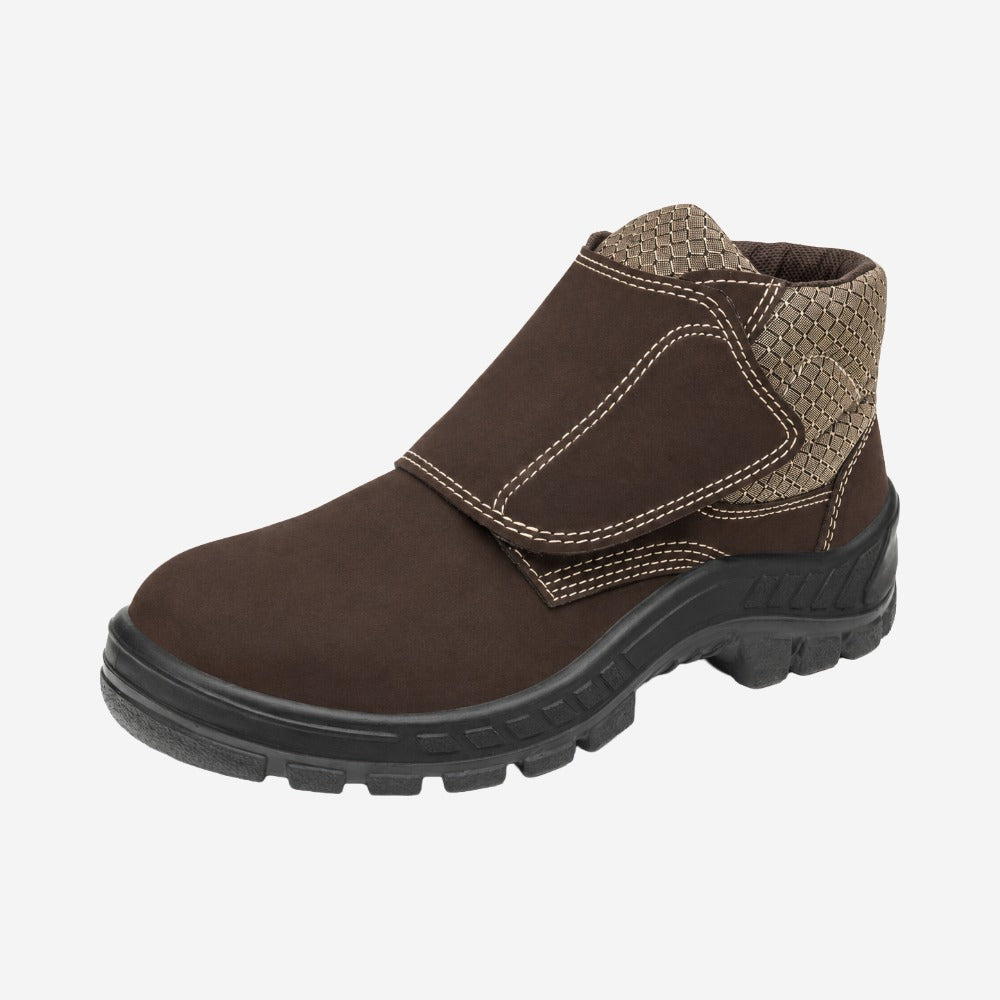 Botina de Segurança Velcro Bico PVC Couro Nobuck Marrom Café Marluvas 50B26 CB VEL BP C.A 43273