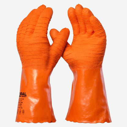 Luva de Proteção Produtos Químicos Abrasão Altas Temperatura Até 250º C Látex Laranja Danny Coral DA-SL530 C.A 15366