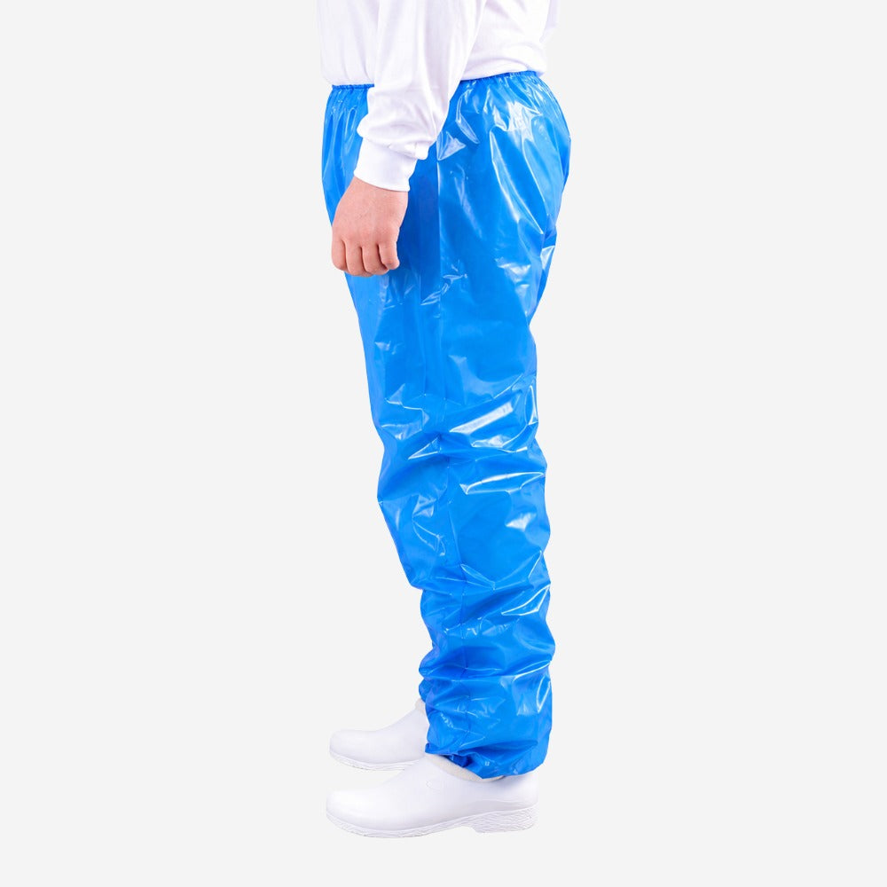 Calça Impermeável de Polietileno Azul Oceano com Elástico na Cintura e Tornozelos Prevemax CAL00062 CA 30355