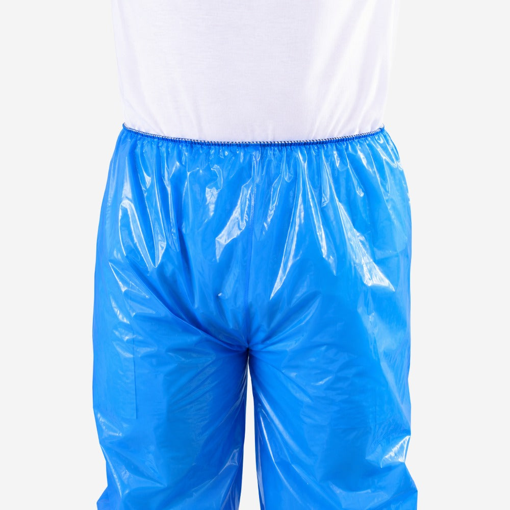 Calça Impermeável de Polietileno Azul Oceano com Elástico na Cintura e Tornozelos Prevemax CAL00062 CA 30355