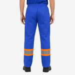 Calça NR10 Risco II ATPV 12,0 Azul Royal 100% Algodão Anti-chama Com Faixas Refletivas Laranjas Eqpro C.A 41147