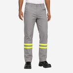 Calça NR10 Risco II ATPV 12,0 Cinza 100% Algodão Anti-chama Com Faixas Refletivas Eqpro C.A 41147