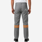 Calça NR10 Risco II ATPV 12,0 Cinza 100% Algodão Anti-chama Com Faixas Refletivas Laranjas Eqpro C.A 41147