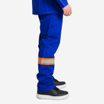 Calça NR10 Risco II ATPV 9,6 Azul Royal 100% Algodão Anti-chama Com Faixas Refletivas Laranjas Maicol C.A 38765