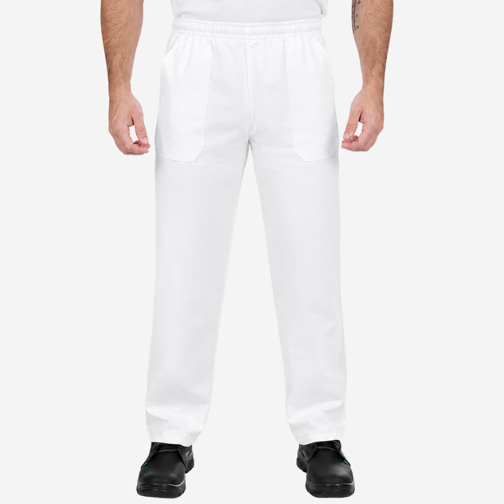 Calça de Brim Elástico Total Branca 100% Algodão com Proteção UV FPS 50+ e 4 Bolsos