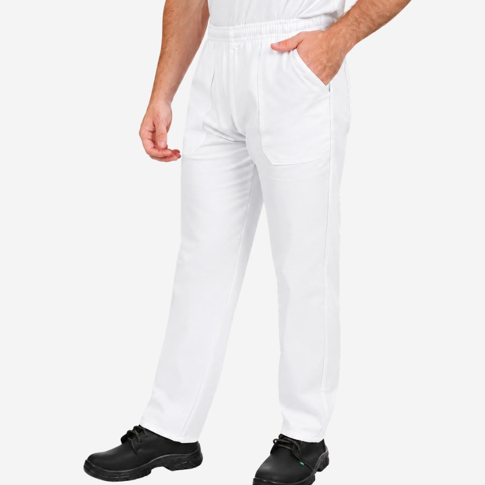 Calça de Brim Elástico Total Branca 100% Algodão com Proteção UV FPS 50+ e 4 Bolsos