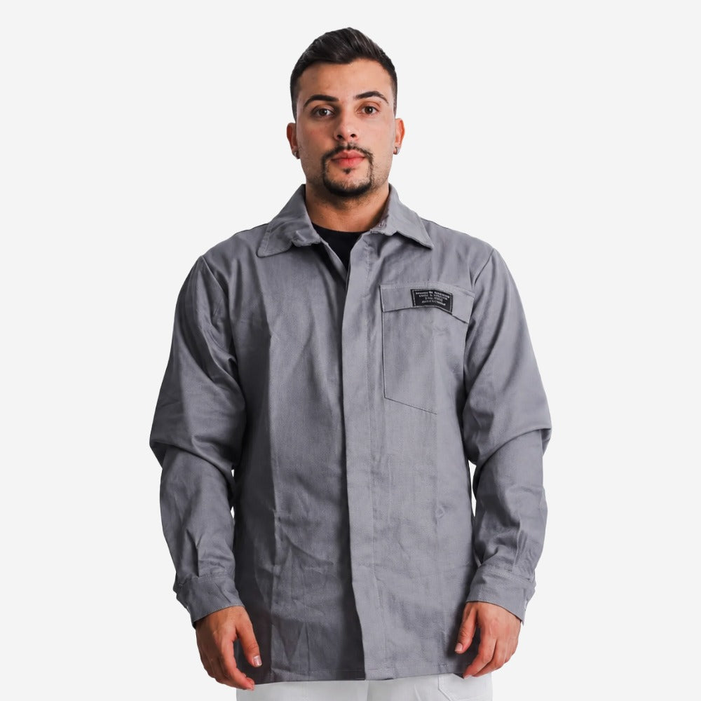 Camisa NR10 Eletricista Risco II ATPV 10,0 Cinza 100% Algodão Anti-chama Maicol C.A 44108