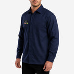 Camisa Uniforme Eletricista Trabalho NR10 Risco II ATPV 11,3 Manga Longa Azul 100% Algodão Anti-chama Mundi Work CA 39720