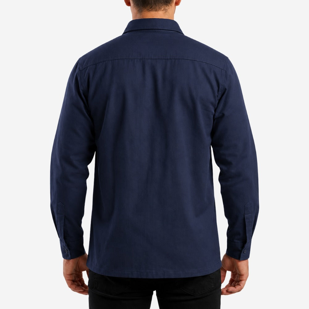 Camisa Uniforme Eletricista Trabalho NR10 Risco II ATPV 11,3 Manga Longa Azul 100% Algodão Anti-chama Mundi Work CA 39720