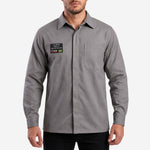Camisa Uniforme Eletricista Trabalho NR10 Risco II ATPV 11,3 Manga Longa Cinza 100% Algodão Anti-chama Eqpro CA 39720