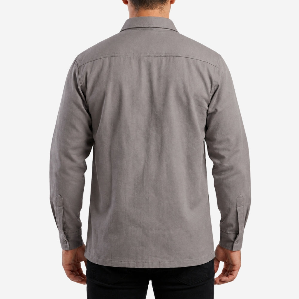 Camisa Uniforme Eletricista Trabalho NR10 Risco II ATPV 11,3 Manga Longa Cinza 100% Algodão Anti-chama Eqpro CA 39720
