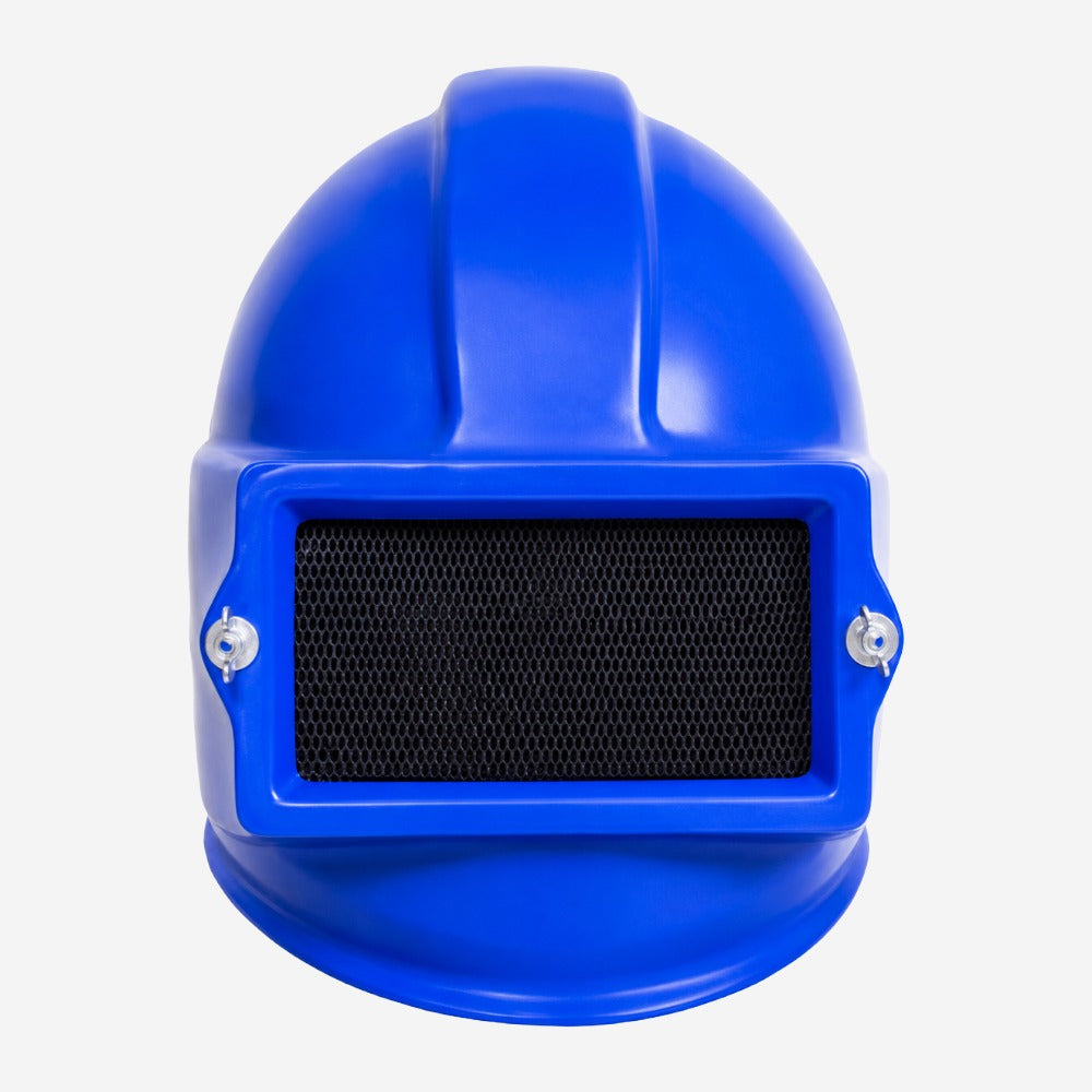 Capacete para Jatista em Fibra de Vidro Azul com Visor de Vidro Temperado Fiberglass CA 21196