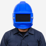 Capacete para Jatista em Fibra de Vidro Azul com Visor de Vidro Temperado Fiberglass CA 21196