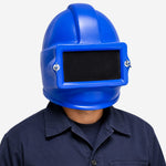 Capacete para Jatista em Fibra de Vidro Azul com Visor de Vidro Temperado Fiberglass CA 21196