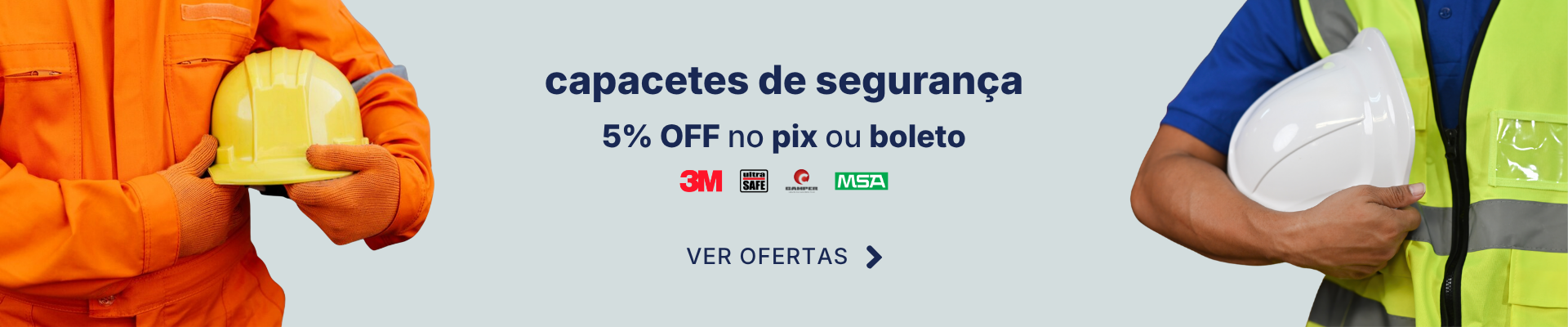 Capacetes de segurança com 5% off no pix ou boleto